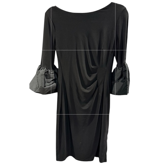 Ralph Lauren Dresses & Skirts - Ralph Lauren Black 3/4 bell cuff Sleeve Dress ruched side-lined size 4